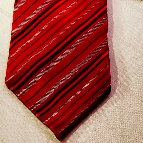 CARLO MONZA, Italian men's tie, 100% SILK, handmade, Patterns: Red stripes - Picture 11 of 15